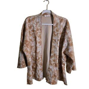 Solitaire Faux Suede Tan Open Front Kimono Size L
